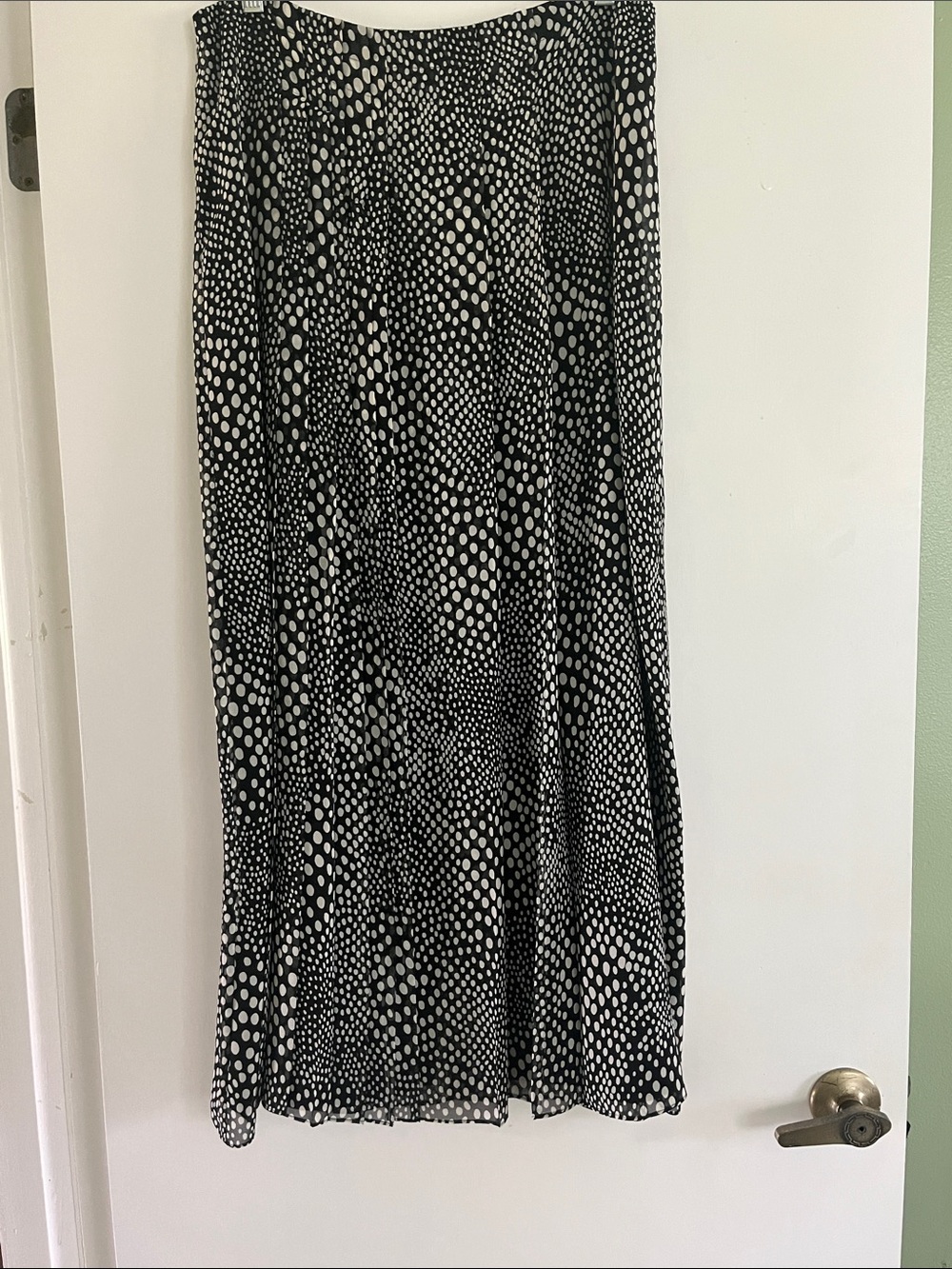 Vintage Dana Buchman Black and White Polka Dot Maxi Pleated Skirt size 12
